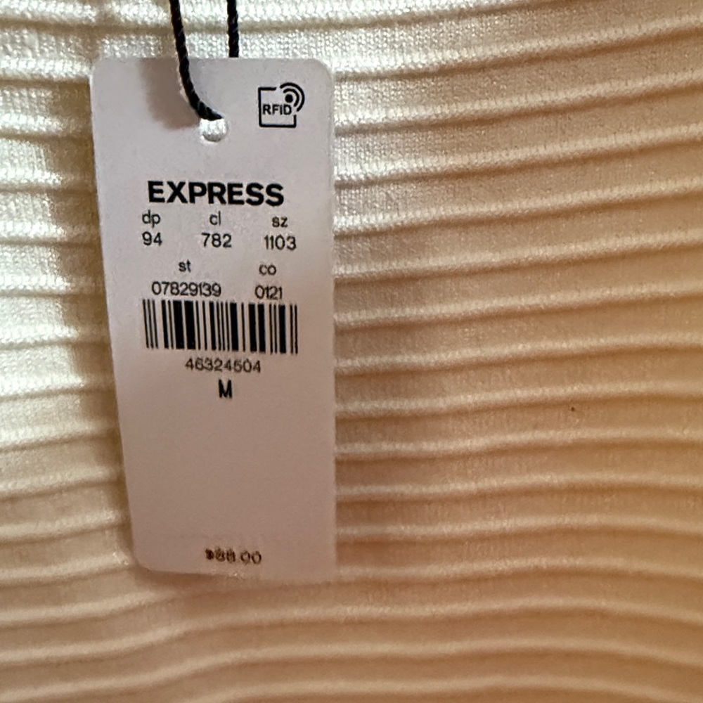 Express Cream Ribbed Midi Dress - Picture 3 of 3